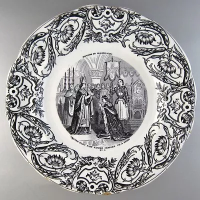 Buy Antique French Gien Porcelain Plate, History Of Joan Of Arc, 1860-1871, Signed • 28.09£