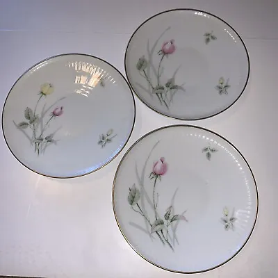 Buy THOMAS ROSENTHAL SAUCER #2031 WHITE RIBBED W/ PINK, YELLOW ROSES Lot Of 3 Gold • 21.21£