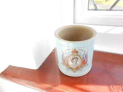 Buy Utensil Pot Pottery Blue Coronation Queen Elizabeth 4 In High 11.25in Round  GC • 3£
