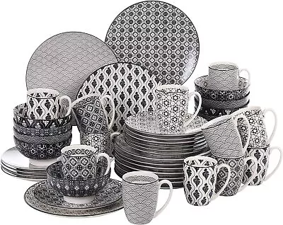 Buy Vancasso HARUKA 48pc Dinner Set Porcelain Tableware Plates Bowls Service For 12 • 159.99£