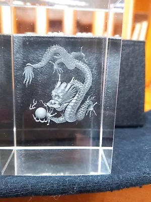 Buy Laser Etched Glass Paperweight Dragon New In Box • 9.99£