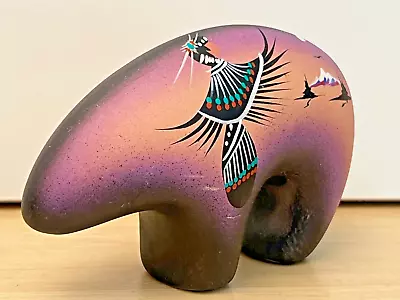 Buy Navajo Native American Art Pottery Hand Painted 5  Purple Spirit Bear • 18.97£