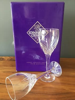 Buy VINTAGE Set 2 EDINBURGH CRYSTAL SKYE Wine Glasses 18 Cm Boxed STAMPED ON BASE  • 79.99£