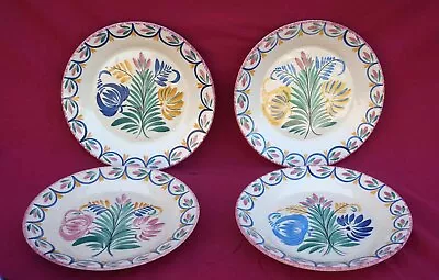 Buy HB QUIMPER Set Of 4 Dahlia Plate Hand Painted Faience • 113.85£