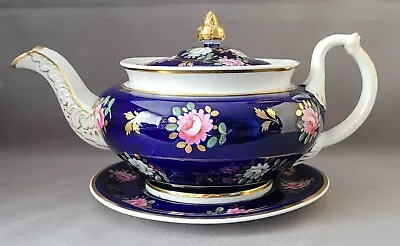 Buy New Hall Blue Pattern 2603 Teapot & Stand C1825-30 Pat Preller Collection • 30£