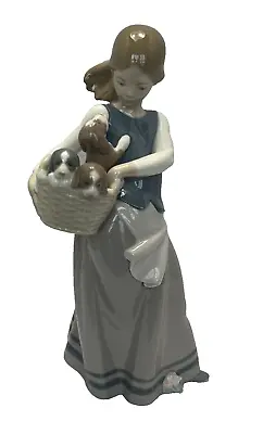 Buy LLadro Girl Holding Puppies In Basket  Little Dogs On Hip  1311 Unboxed Mint • 182.56£