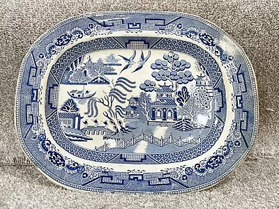 Buy Vintage Blue And White Willow Pattern Meat Plate Platter Ironstone China • 29.99£