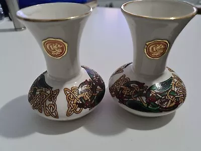 Buy Pair Of Hand Made Cre Irish Porcelain Galway Bud Vase Handmade In VGC • 14.95£