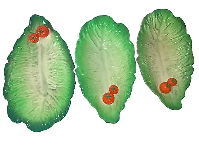 Buy Carlton Ware England Lettuce Tomato Cabbage Leaf Dish Plate Set Of 3 Hand Paint • 38.57£
