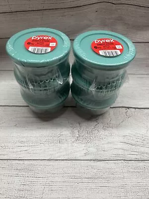 Buy Pyrex (6) 7202 Clear Round Glass Food Storage Bowls & (6) 7202-PC Turquoise Lids • 30.36£