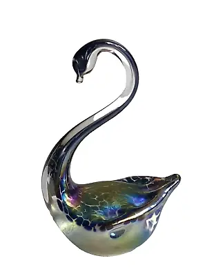 Buy Heron Glass Blue Iridescent Art Glass Swan • 8.99£