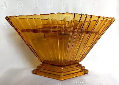 Buy Vintage Art Deco Bagley Amber Glass Mantel Vase With Original Frog • 34£