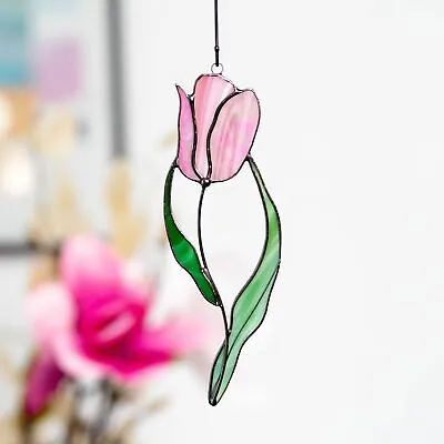 Buy Stained Glass Flower Suncatcher Mothers Gift Wall Hangings Tulip Charm • 37.21£