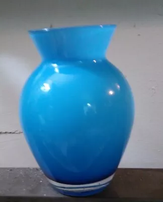 Buy Swedish / Scandinavian Vintage Blue  White Cased Glass Vase 12cm Mid Century  • 18£