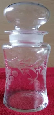 Buy Vintage Decorative Glass Preserve Storage Jar & Lid Wth Etched Grape Vine Design • 4.91£