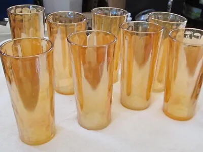 Buy Peach Marigold Luster Ware Iridescent Carnival Glass Tumbler 6.5  16oz Set Of 8 • 38.24£