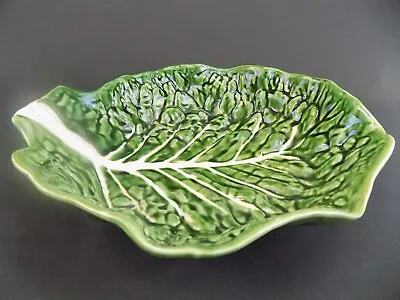 Buy Vintage Portuguese Majolica Green Cabbage Leaf Ware Large 11  Serving/Salad Bowl • 53.26£