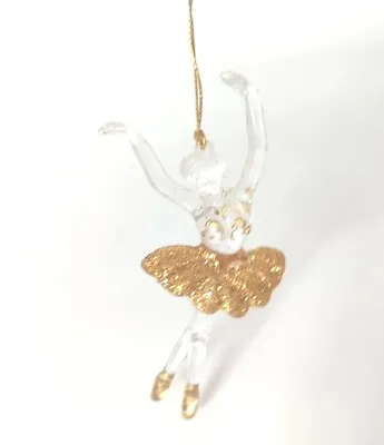 Buy Vintage Mica Ballerina Christmas Holiday Ornament Ballet Dancer Gold Sparkles 5  • 7.71£