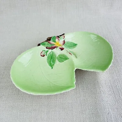 Buy Carlton Ware Green Leaf Tray Apple Blossom Trinket Dish Sweet Australian Vtg 30s • 26£