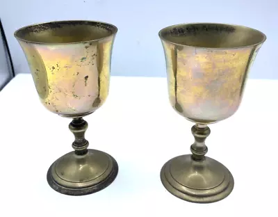 Buy Goblet Metal Pair Of Vintage Brass Cup Decorative Drinking Vessels • 14.43£