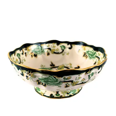 Buy Vintage Masons Ironstone Chartreuse Large Salad / Fruit Bowl Footed Green & Gold • 99£
