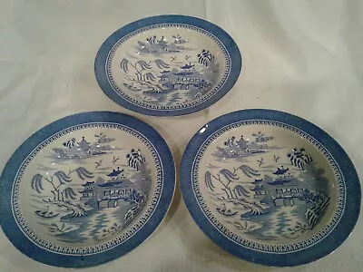Buy  3 ANTIQUE RARE W T Copeland & Sons Blue Willow Dinnerware China 9  Soup  Bowls  • 27.51£