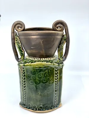 Buy Julia Vogelle Signed Studio Pottery Vessel Urn New York Artist Dragonfly Vase • 66.44£