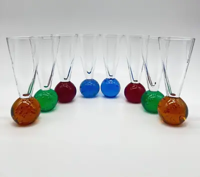 Buy Circle Ware Shot Glass Handblown Multicolor Controlled Bubble Cordial X 8 • 34.13£