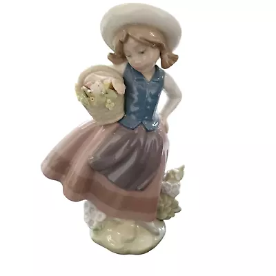 Buy Lladro Figurine 5221 - Sweet Scent Girl With Flower Basket By Jose Puche • 9.99£