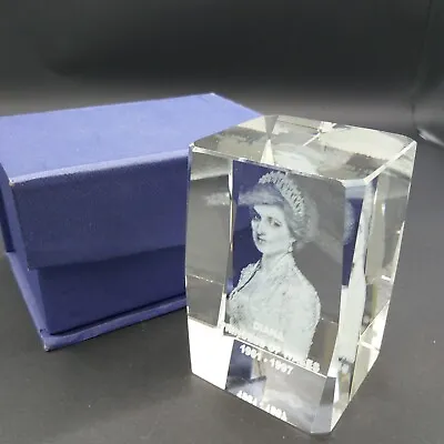 Buy Lady Diana Princess Of Wales Laser Etched Glass Paperweight 1961-1997 Boxed. H24 • 6.99£