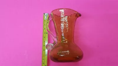 Buy RARE Vintage BLENKO Glass Gold Water Picture - 5-1/2  Tall ,, CRACKLE TEXTURE ?  • 9.45£