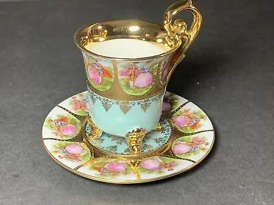Buy Antique JOSEF KUBA DRESDEN Meissen FRAGONARD Demi Footed Porcelain CUP & SAUCER • 71.83£
