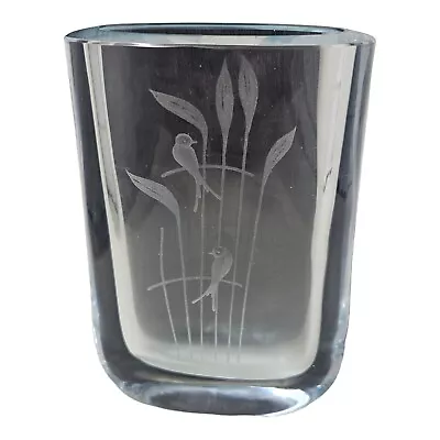 Buy Strombergshyttan  Scandinavian Art Glass Crystal Vase 4   Etched Signed • 23.72£