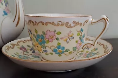 Buy Crown Staffordshire Tea Set Hand Painted Teapot Jug Sugar Teacup 15663 Butterfly • 24£