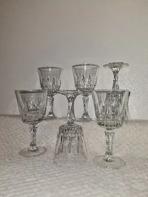 Buy Six Chrystal Cut Wine Glasses Vintage Glassware • 15.50£