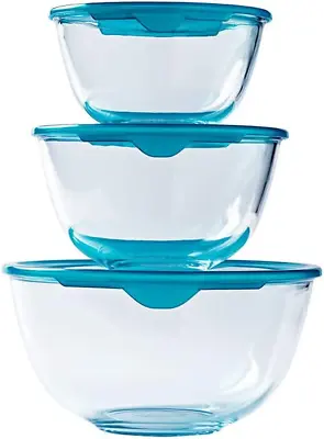 Buy Pyrex Prep & Sotre Set Of 3 Heavy Duty Glass Bowls With Lid (0.5L - 1L - 2L) • 25.44£