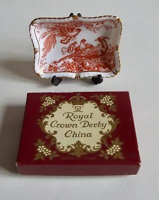 Buy Royal Crown Derby Small Boxed Trinket Dish Red Aves English Bone China • 7.99£