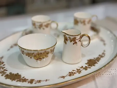 Buy Beautiful Antique Gold And White China Coffee Cabaret Set With Tray ?Minton • 169£