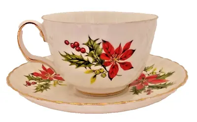 Buy Royal Adderley Bone China Poinsettia Tea Cup/Saucer Set - England Christmas • 11.37£