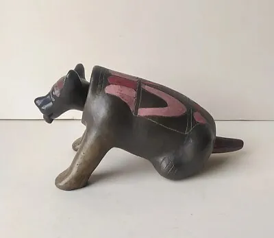 Buy Dog Sculpture Folk Art African Mexican Black Pottery  • 25£