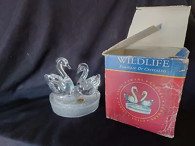 Buy RCR Wildlife Famiglie Di Cristallo Crystal Swans Figurine Boxed • 13£