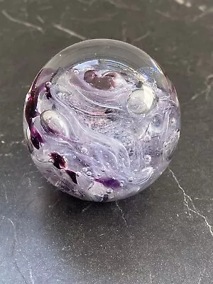 Buy Alum Bay Isle Of Wight Glass Paperweight Purple Lilac Swirls Round Small Art • 8£