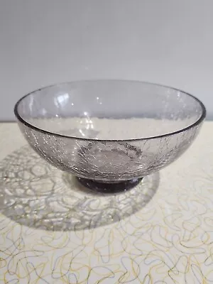 Buy 7.5 X 3.5 Clear Crackle Glass Bowl Pedestal Base For Candle Flowers Fruit Decor • 2.50£