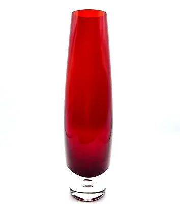 Buy Aseda Glasbruk Vintage Swedish Glass Vase 'Torpedo' Red Glass Vase By Borgstrom • 34.95£