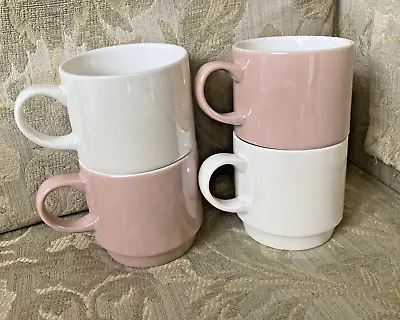 Buy M&S Pearlescent Mugs X 4 Stacking Tea Coffee Cups Pink White Shimmer Lustre 3743 • 15.99£