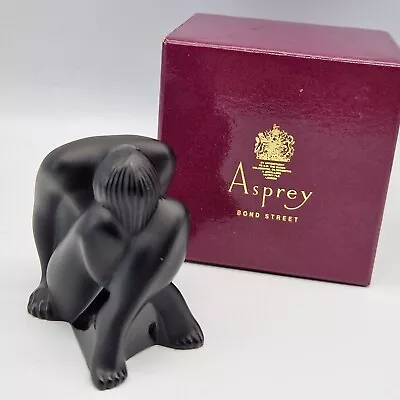 Buy Lalique Nu Assis Noir Sitting Nude Frosted Black Glass Naked Yoga Figurine VGC  • 179.99£