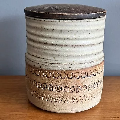 Buy Vintage Broadstairs Pottery Stoneware Storage Jar Container With Wooden Lid • 16£