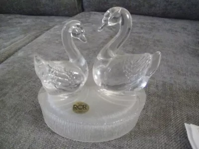 Buy Royal Crystal Rock Italian Crystal Glass Swan & Cygnet Ornament • 4.50£