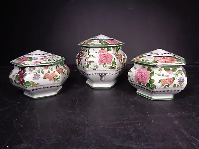 Buy 3 X Matching Antique Wedgwood  Imperial Porcelain Rose Trinket Boxes With Lids • 24.99£