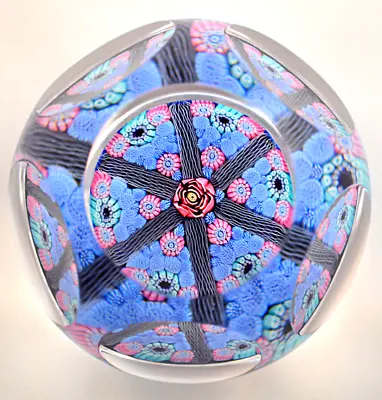 Buy Rare Whitefriars  Clichy Rose  Miniature Lace Twist Paperweight On Blue Florets • 550£